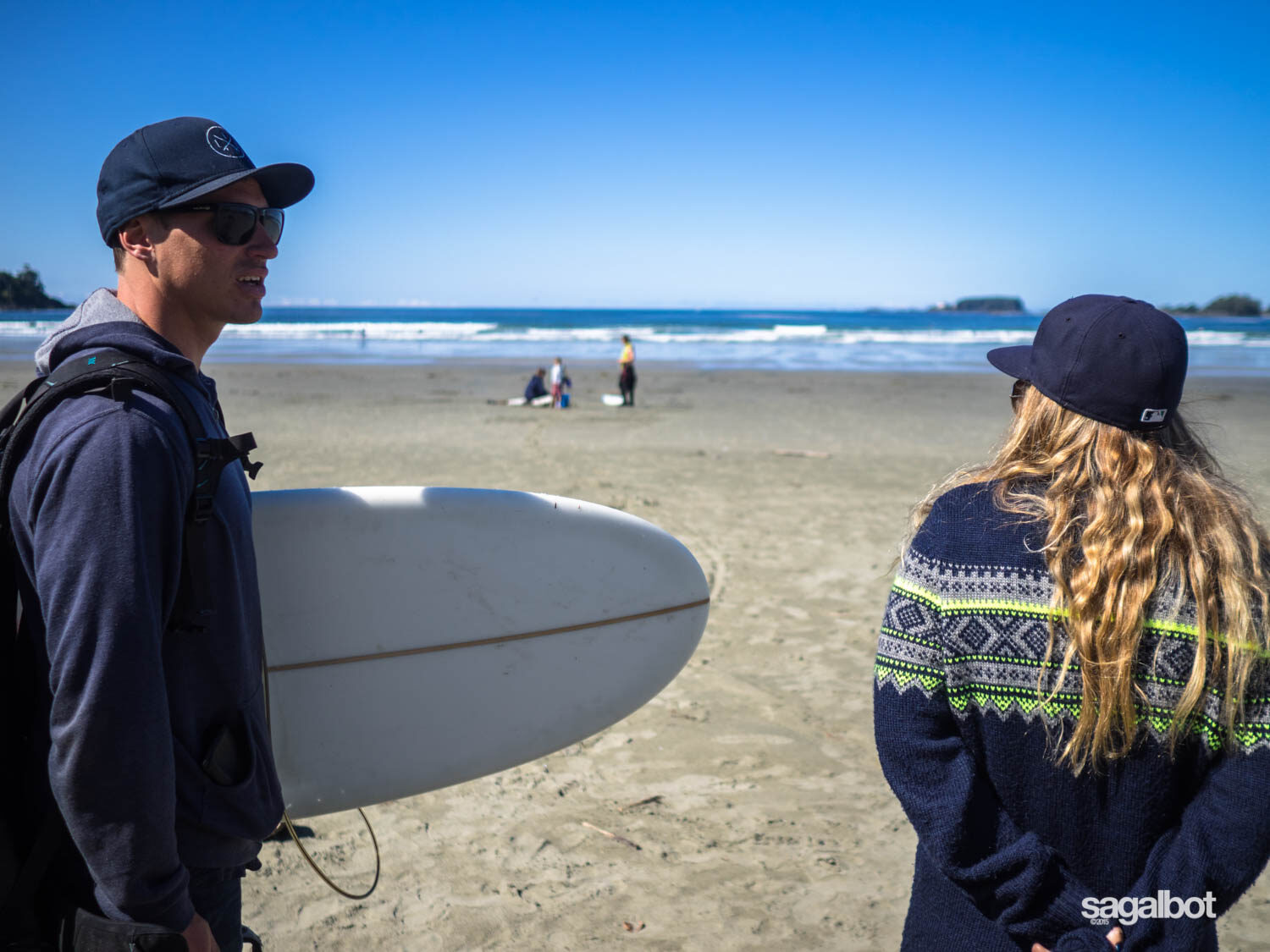 Scoping out the surf at Cox Bay